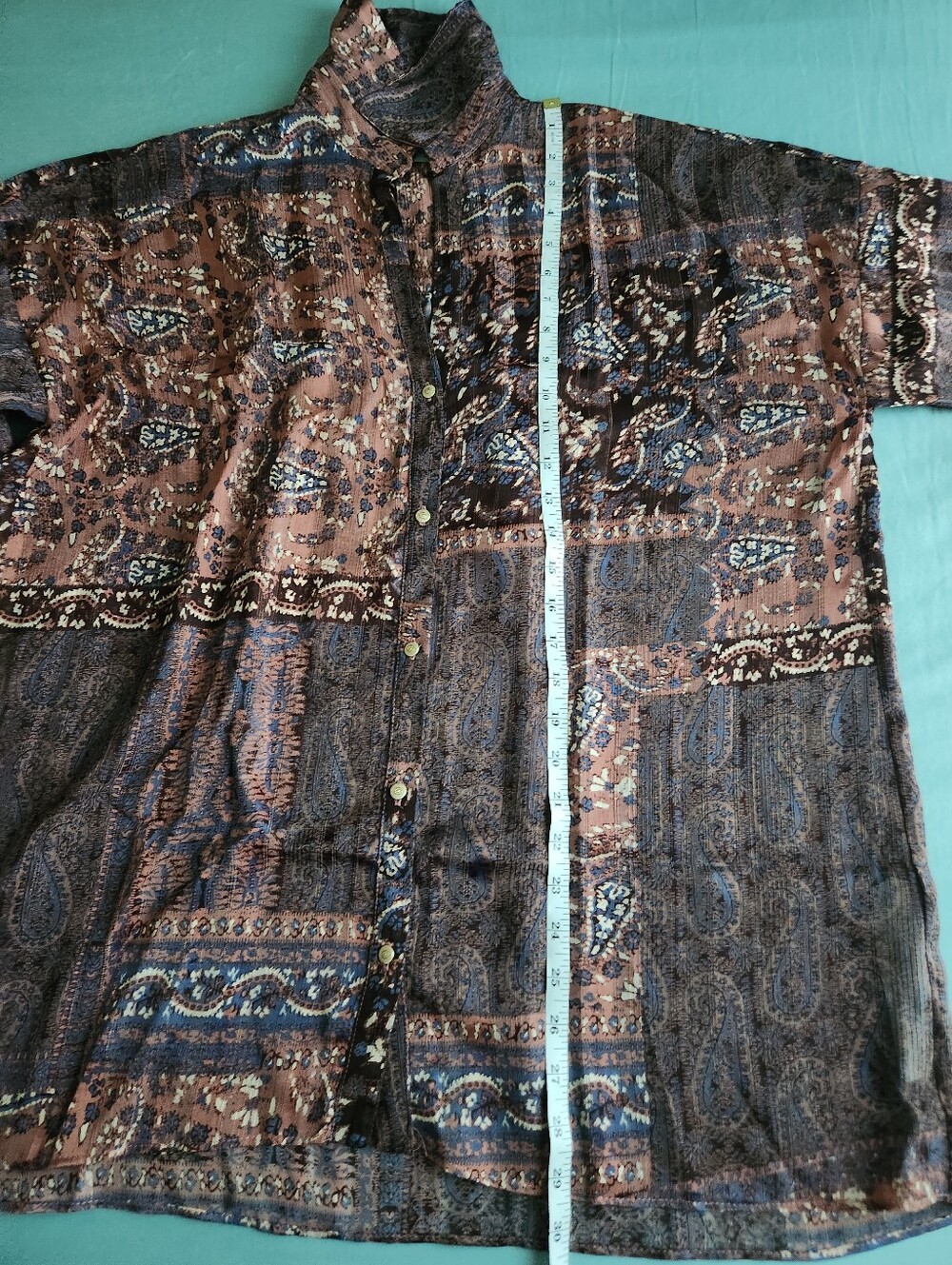 Zara Patchwork Paisley Print Shirt Oversized Bohemian-inspired Lightweight Sheer - Picture 15 of 16